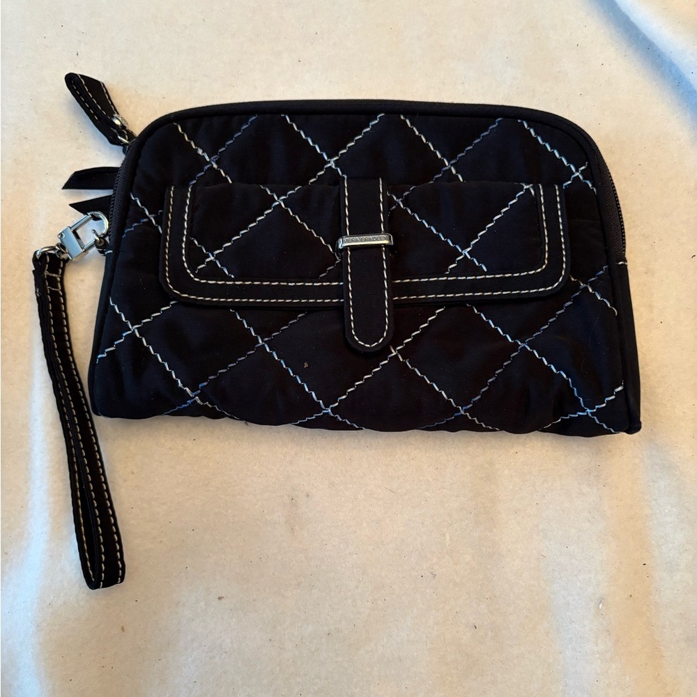 Vera Bradley Black Berkeley Clutch Microfiber Wristlet Wallet